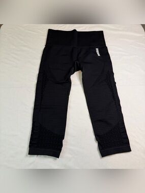 Gymshark Black Seamless Cropped Leggings Capri High Rise Approx Size M
